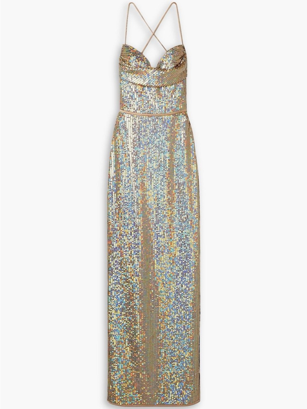 Rasario Gold Sequin Evening Gown